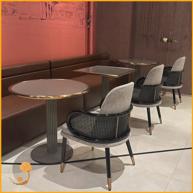 Modern Çizgili Otel Sandalye Masa 